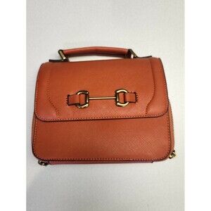 Steve Madden Orange Square Faux Leather Purse Handbag, 8.5x7x3"